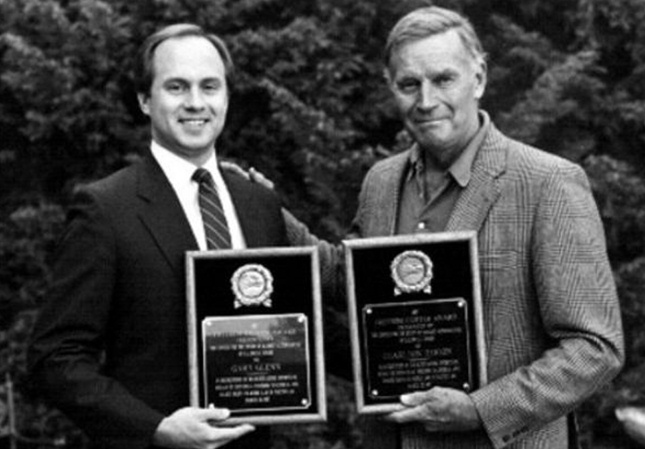 Gary Glenn (L) with Charlton Heston